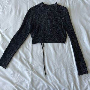 Sparkly long sleeve crop top